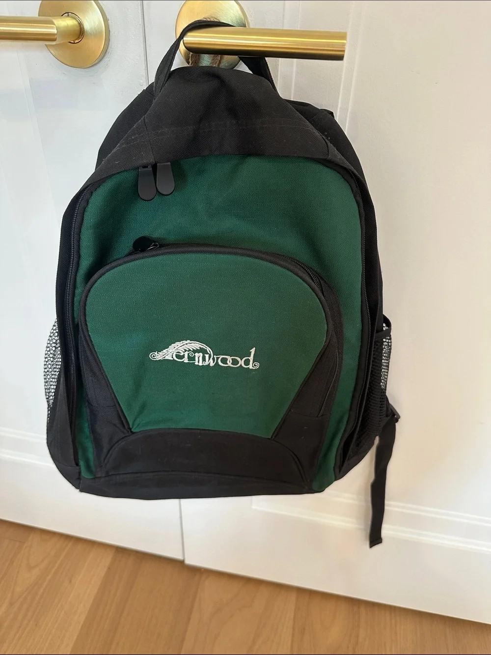 Camp Fernwood Green and Black Backpack with Front Pocket -